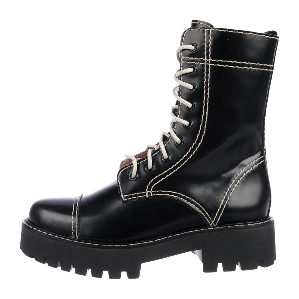 AlexaChung Heavy Tread Flat Combat Boots Black